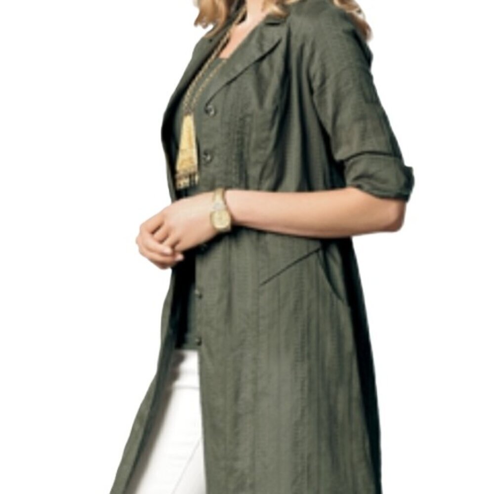 CABI Women's Size Small Army Green Got You Covered Dress Tunic Jacket Style 341